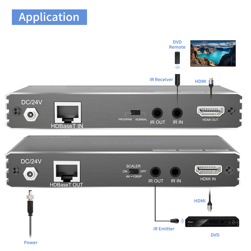 4K60 HDMI Extender, 18G/bps HDBaseT extender, IR+POE pass through