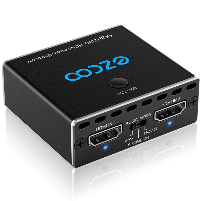 EZCOO HDMI2.1 Audio Extractor 4K@120Hz 4:4:4 8bit 2X1 with VRR ALLM D-olby Vision D-olby Atmos SPDIF Optical Audio Output