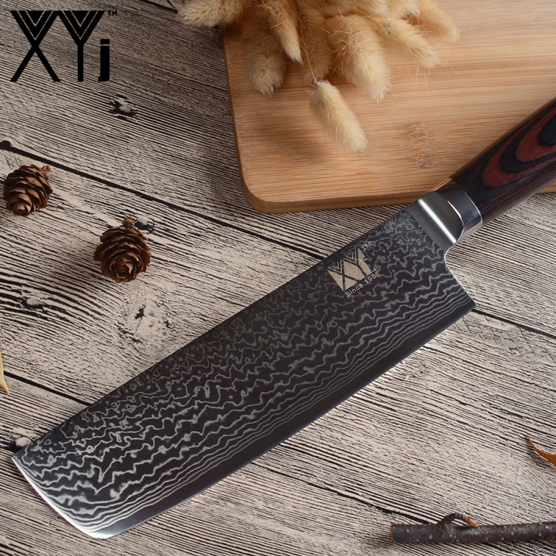 XYj Kitchen Knife Damascus Knives VG10 Core 3 Pcs Set Color Wood Handle Japanese Damascus Steel Kitchen Tools