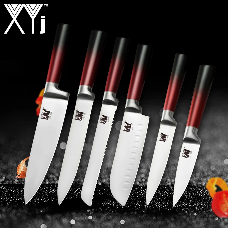 Wholesale XYj Fashion Modern Gradient Stainless Steel Cutlery Set Kitchen Cooking Knives