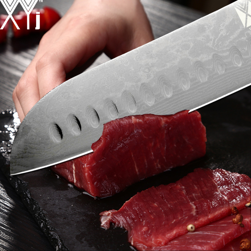 XYj Damascus Kitchen Knife Japanese Santoku Chef VG10 Steel Blade Kitchen Cooking Tool G10 Handle Cooking Knives Accessories