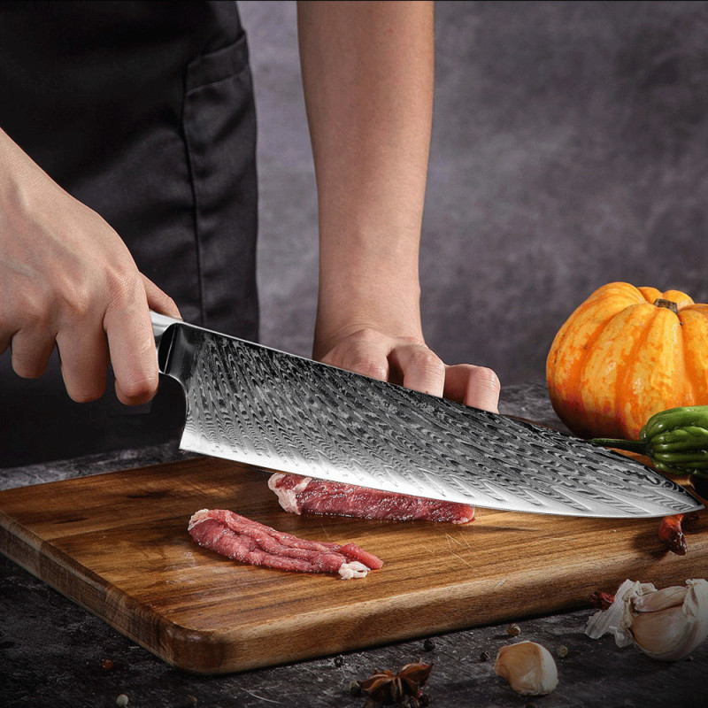 XYJ SINCE 1986 chef knife burl wood resin handle cooking knives 8 inch best Damascus steel Japanese kitchen knives with gift box