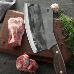XYj 7.5 Inch Hand Forged Outdoor Hunting Bone Chopping Butcher Knife Old Style 4.2mm Ultra Thick 4Cr14 Stainless Steel Full Tang Solid Wood Handle Ser
