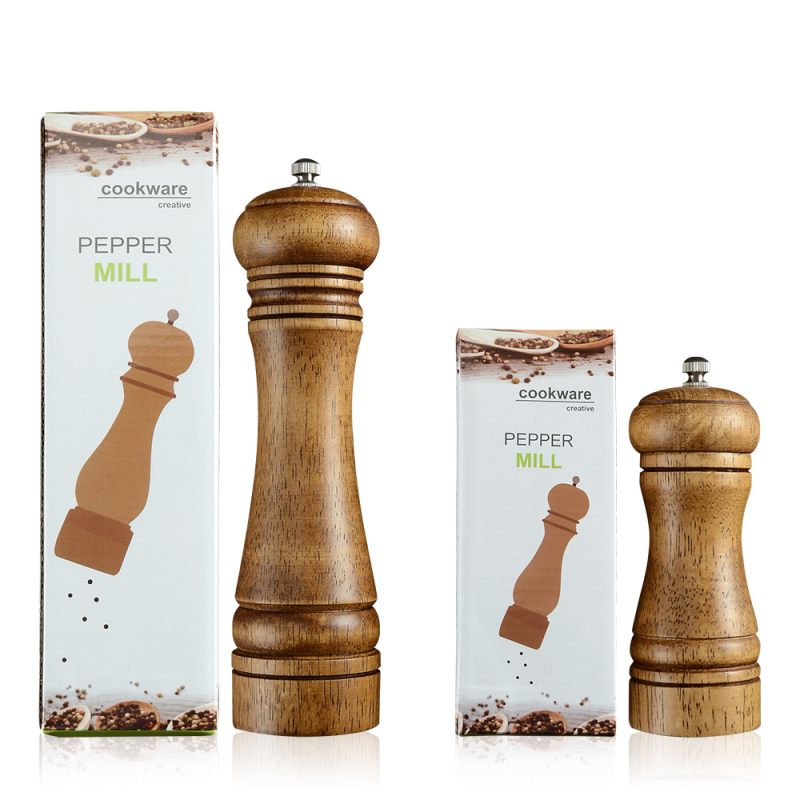 Wholesale Manual Ceramic Blade Salt And Pepper Grinder Set Shaker Solid Wood Coarse Fine Grinding Chili Spice Seasoning BBq Tool