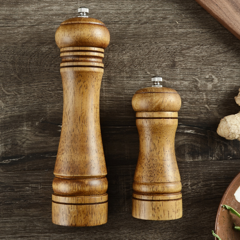 Wholesale Manual Ceramic Blade Salt And Pepper Grinder Set Shaker Solid Wood Coarse Fine Grinding Chili Spice Seasoning BBq Tool