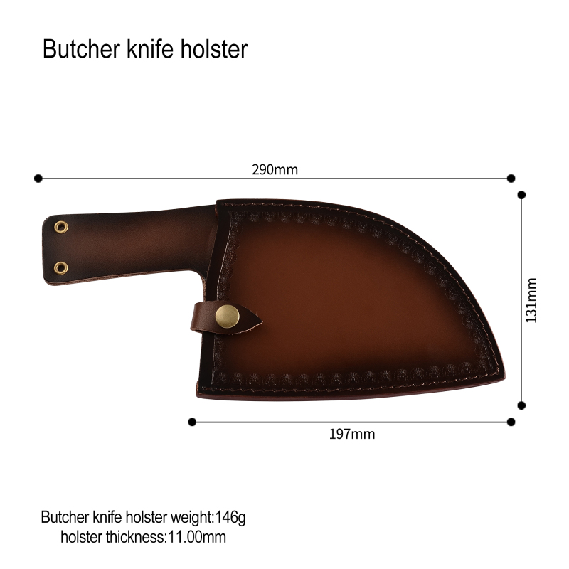 Leather Knife Sheath for Serbian Chef's Knife with Belt Loop Meat Cleaver Cover Butcher Chef Knife Protector