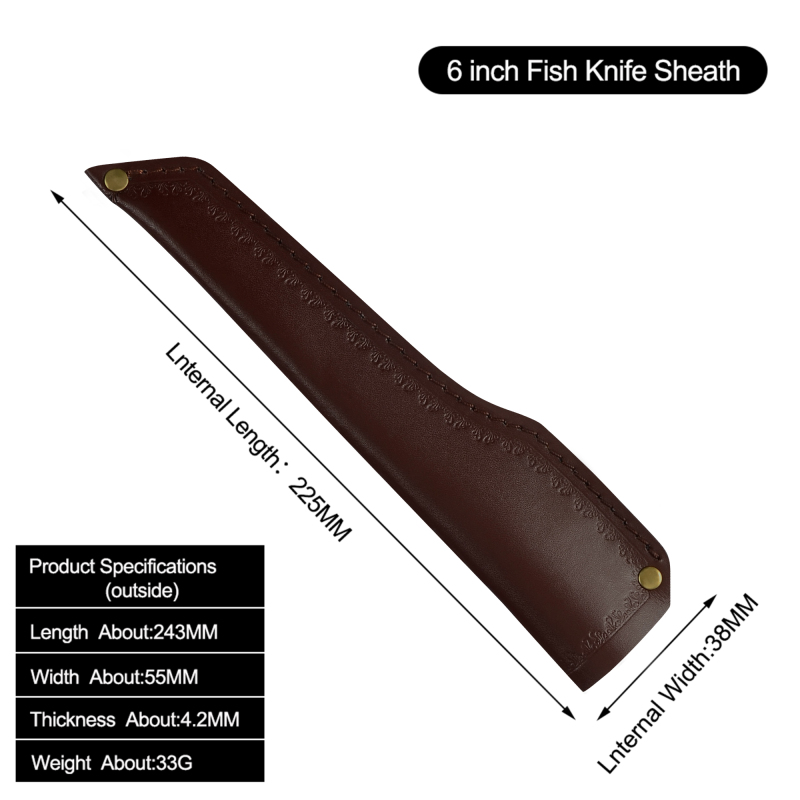 XYJ 6 inch Knife Sheath for Boning Knife Filleting Leather Knife Sleeves Blade Protectors with Belt Loop to Carry Out(Knife Not Included)