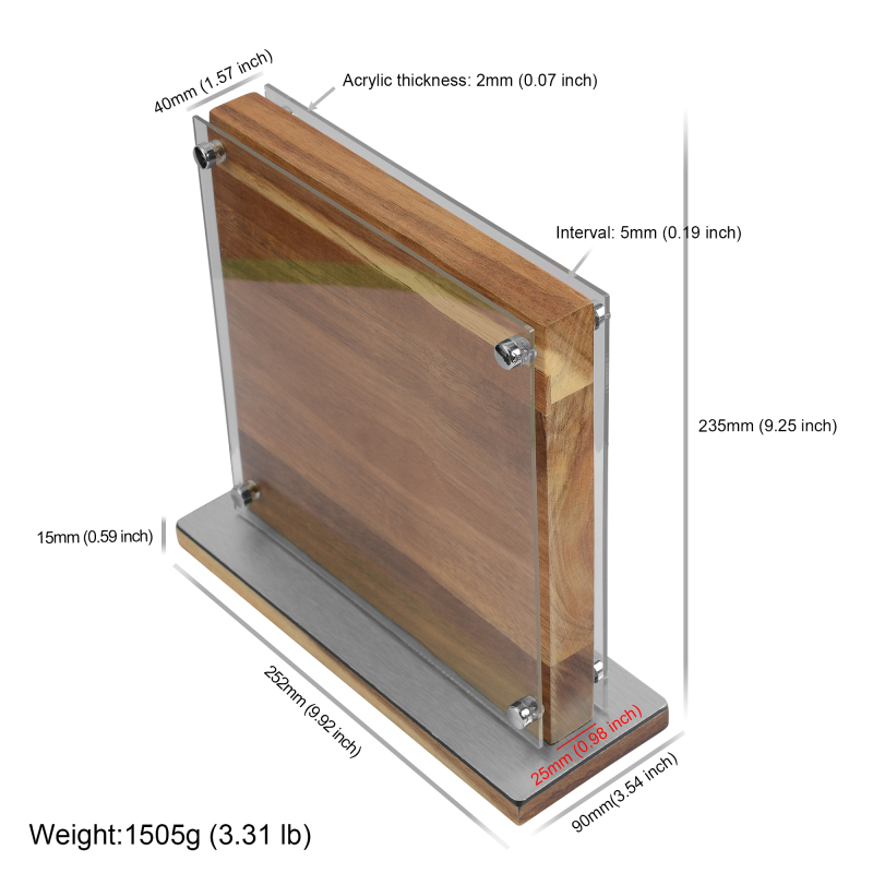 Acrylic Wooden Knife Stand For Stainless Steel Knives Practical Magnetic Holders Double Side Cutlery Knife Storage Knife Block