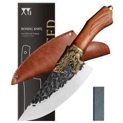 XYJ Professional Meat Cleaver With Leather Sheath 6.5 inch Hand Forged Boning Knives Outdoor Chef Knife Stainless Steel Butcher Knives