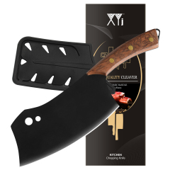 XYJ Full Tang Serbian Chef Knife 7 inch Meat Cleaver with Knife Edge Guards Butcher Knife Camping Hunting Chopping Knife