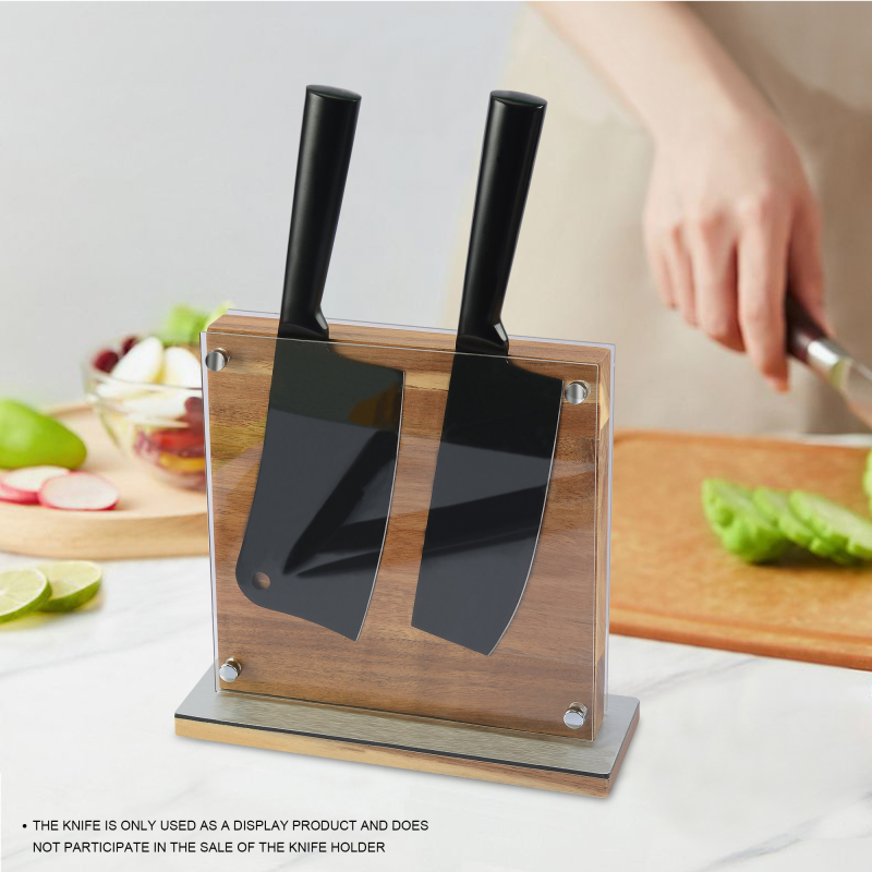 Acrylic Wooden Knife Stand For Stainless Steel Knives Practical Magnetic Holders Double Side Cutlery Knife Storage Knife Block