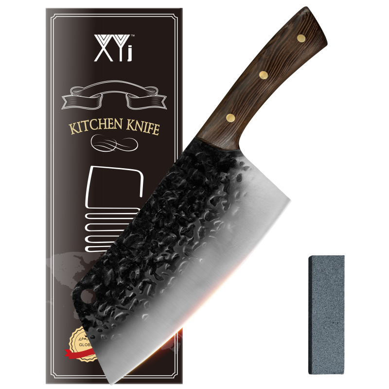 XYJ Full Tang Chef Knife 7.5 Inch Meat Cleaver Handmade Butcher Knives for Home Kitchen Restaurant or Camping