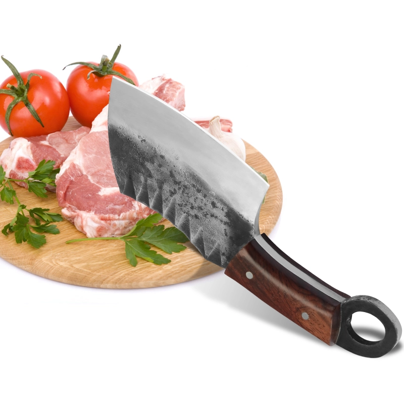 XYJ Full Tang Kitchen Knife With Whetstone 5 inch Handmade Forged Meat Cleaver Chopping Bone Cutter Butcher Knife
