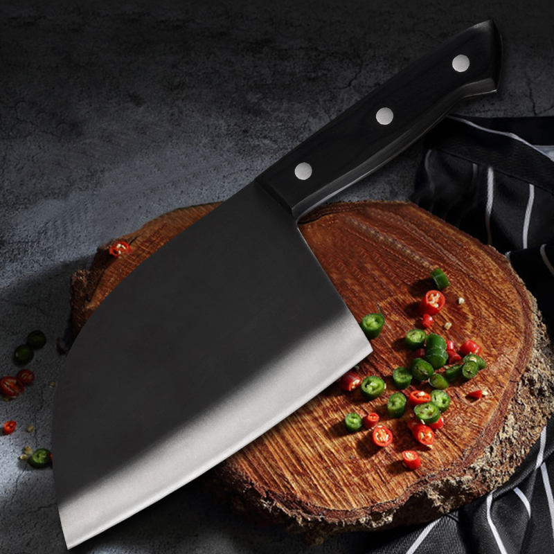 XYJ Full Tang Serbian Knife Stainless Steel Butcher Chef Knife Kitchen Chopping Knife Cleaver for Meat Fish Vegetable