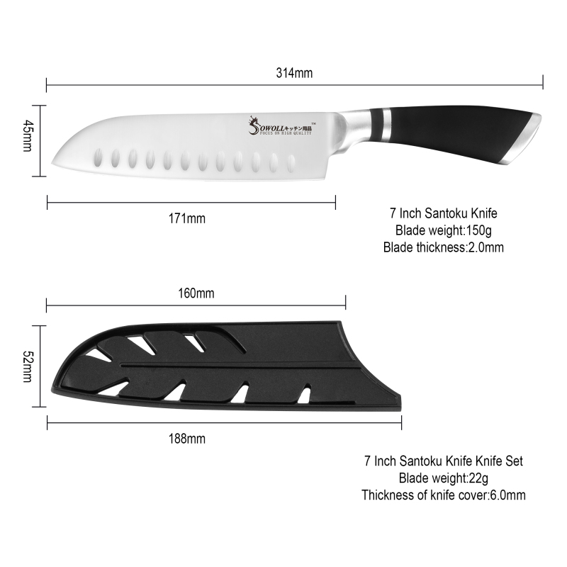 7 inch Santoku Knife Stainless Steel Chef Knives Japanese Cooking Knife Kitchen Knife with Edge Guard