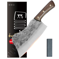 XYJ Full Tang Serbian Chef Knives 7 Inch Forging Kitchen Knife With Mini Whetstone For Outdoor Camping BBQ