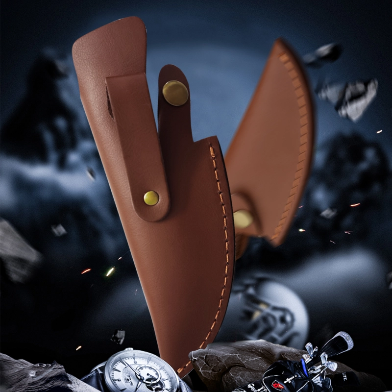 XYJ Knife Sheath for 5.5 inch Meat Cleaver Soft Leather Sheath with Belt Loop Good for Protect Fixed Blade &amp; Carry Out