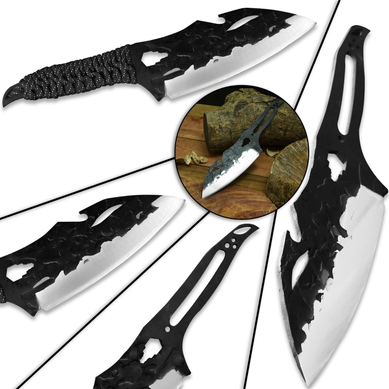 XYJ 7 Inch Paracord Santoku Knife Pack Of 2- Stainless Steel Killer Whale Blade With Bottle Opener For Outdoor Camping Survival Hunting Kitchen