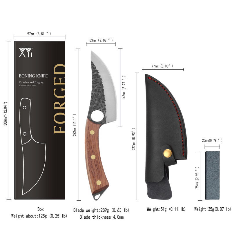 XYJ Full Tang 6 Inch Boning Fillet Knife Outdoor Fishing Knives With Carry Sheath Comfortable Grip Handle