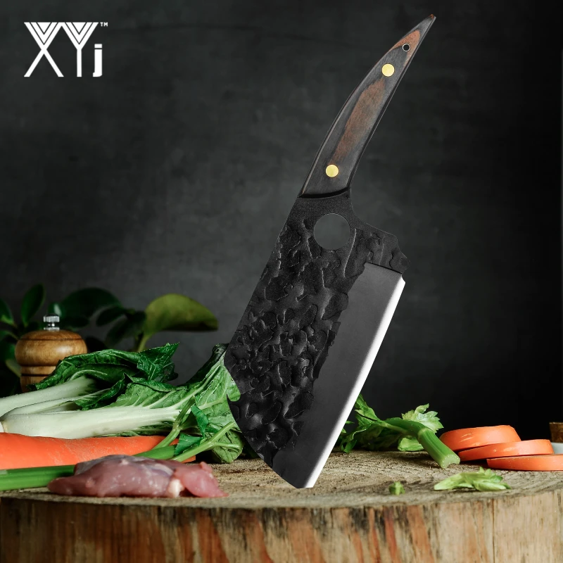 XYJ Full Tang 7 Inch Vegetable Knife With Sheath&amp;Mini Knife&amp;Whetstone Stainless Steel Multipurpose Camp Chef Knife