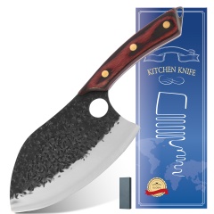 XYJ 7 Inch Large Cleaver Butcher Heavy Duty Vegetable Meat Chopping Knife Hammer Finish Stainless Steel Powerful Blade For Kitchen Restaurant Outdoor