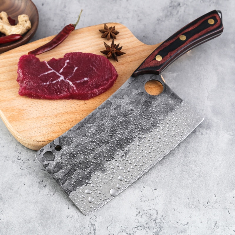 XYJ 7.5 Inch Stainless Steel Large Butcher Knife Super Big Blade Stainless Steel Thick Meat Hard Vegetable Chopping Knife With Full Tang Wood Handle