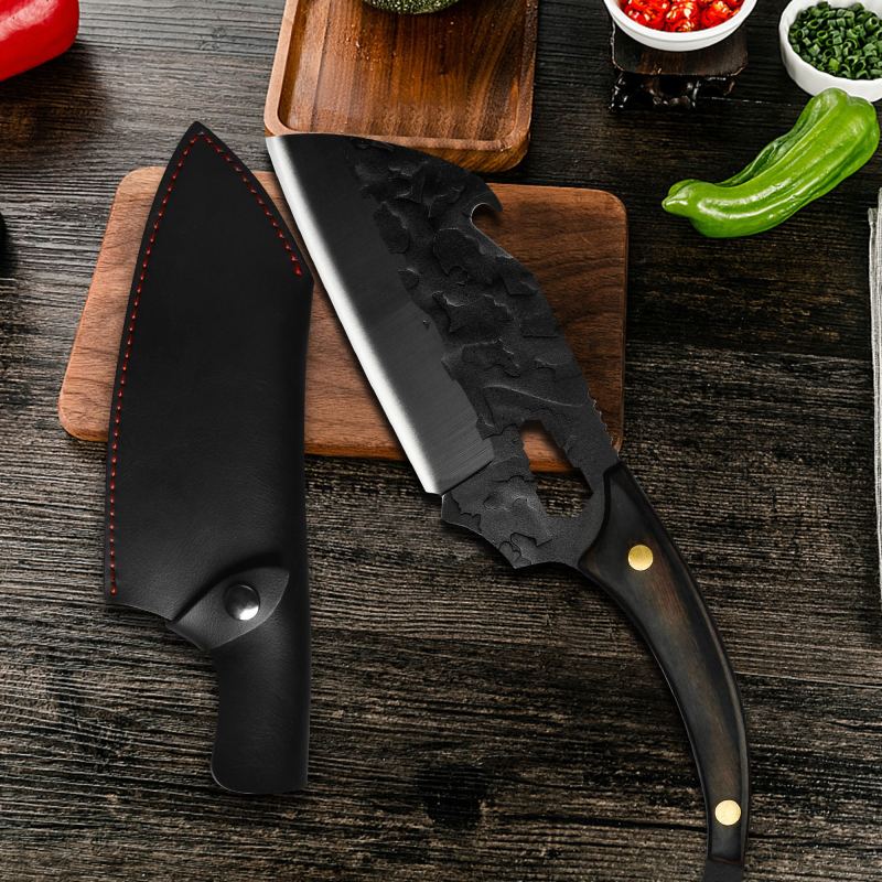 XYJ Full Tang 6.5-inch Cooking Vegetable Knives Stainless Steel 1.5 Inch Tiny Knife&amp;Whetstone&amp;Leather Sheath For Kitchen Camping