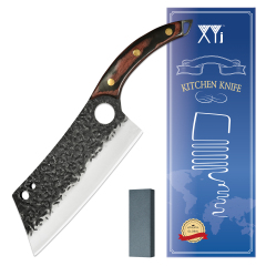 XYJ Stainless Steel Brisket Bbq Meat Cleaver Knife Full Tang Wood Handle Meat Vegetable Fish Cutting Knife With Whetstone