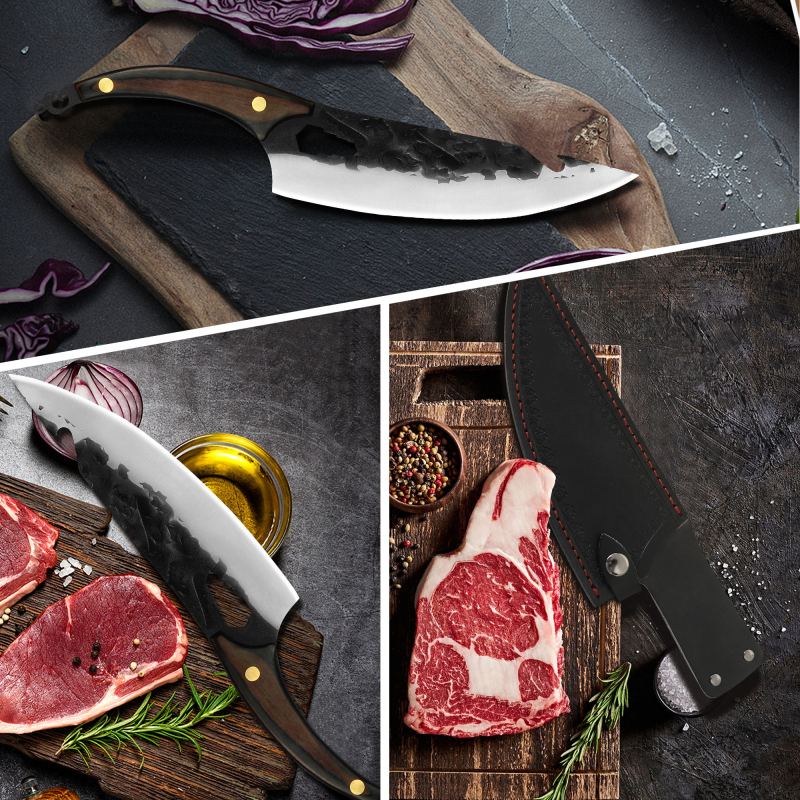 XYJ Full Tang 8 Inch Slice Chef Knife Meat Knives For Vegetable Brisket Fish With Cover&amp;Pocket Knife&amp;Whetstone