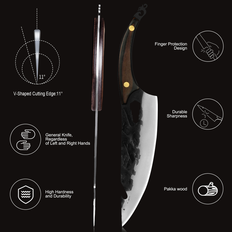 XYJ Full Tang 8 Inch Slice Chef Knife Meat Knives For Vegetable Brisket Fish With Cover&amp;Pocket Knife&amp;Whetstone