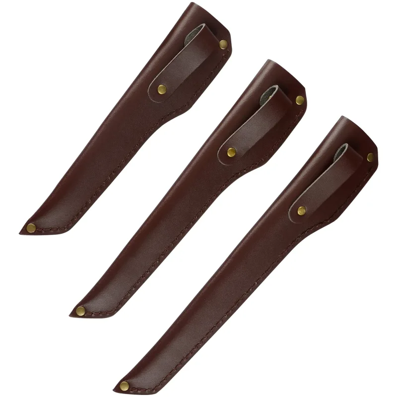 XYJ 3pcs/set Leather Knife Sheath For 6 7 8 Inch Fish Filleting Knives Blade Guards Protector With Belt Loop Carry Knife Sleeves