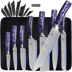 XYJ 8pcs/set Japanese Chef Knives With Roll Bag&Sheath Stainless Steel Culinary Kitchen Knives Paring Santoku Slicing Cooking Knives
