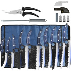 XYJ Forged Kitchen Knife Set With Roll Bag Scissors Honing Steel Pocket Knife &whetstone Large Butcher Knife Set