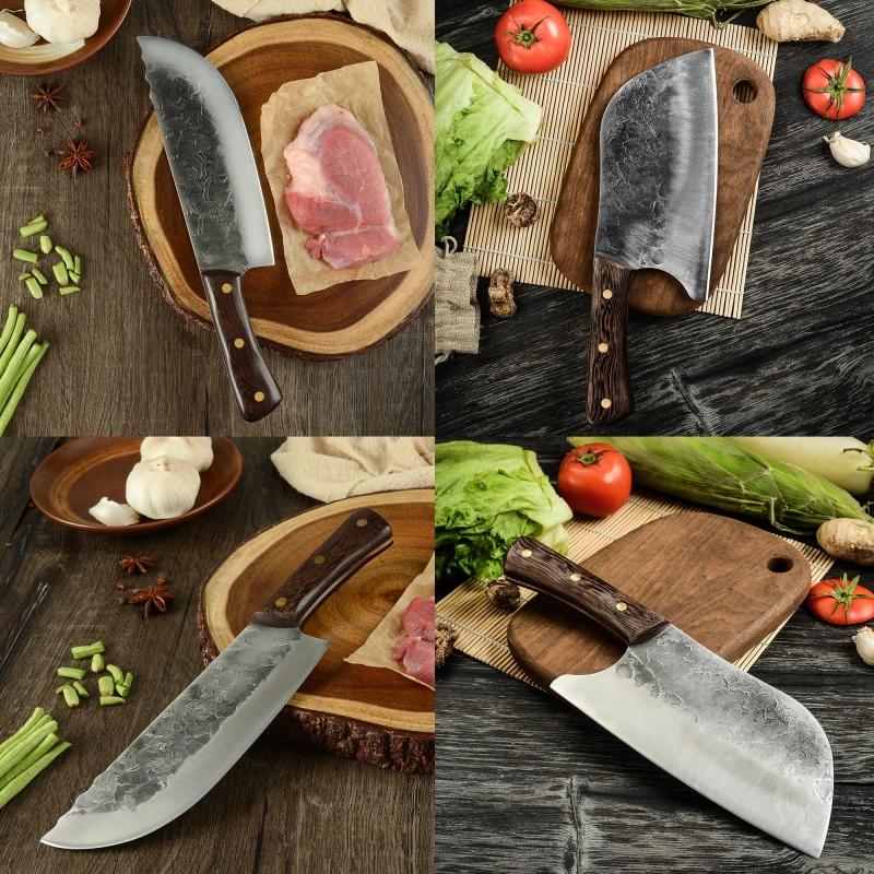 12pcs Butcher Knife Set Hand Forged chef knife Boning Knife With Sheath High Carbon Steel Carving Knife Fish Knife Chef Knife For Kitchen, Camping, BB