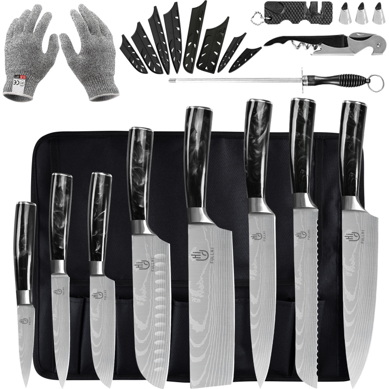 FULLHI Knife Set, 14pcs Japanese Knife Set, Premium German Stainless Steel Kitchen Knife Set