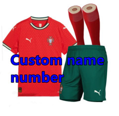 Men KIT 2025 Portugal Soccer Jersey B.FERNANDES RONALDO Home away 25 26 FAN edition ANDRÉ SILVA JOAO FELIX PEPE BERMARDO Football shirt KIDS uniform