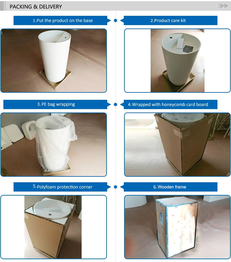Pedestal Freestanding Solid Surface Wash Basin,Artificial Stone Basin packing and delivery Pedestal Freestanding Solid Surface Wash Basin,Artificial Stone Basin packing and delivery