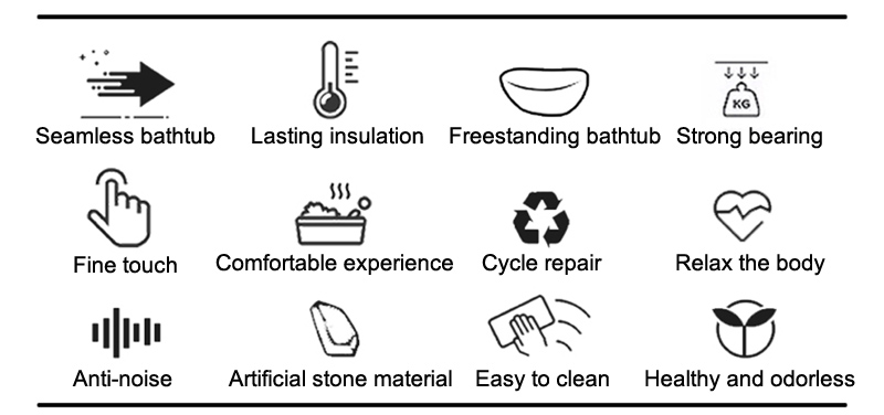 T&W Freestanding Artificial Stone Bathtub T&W Freestanding Artificial Stone Bathtub