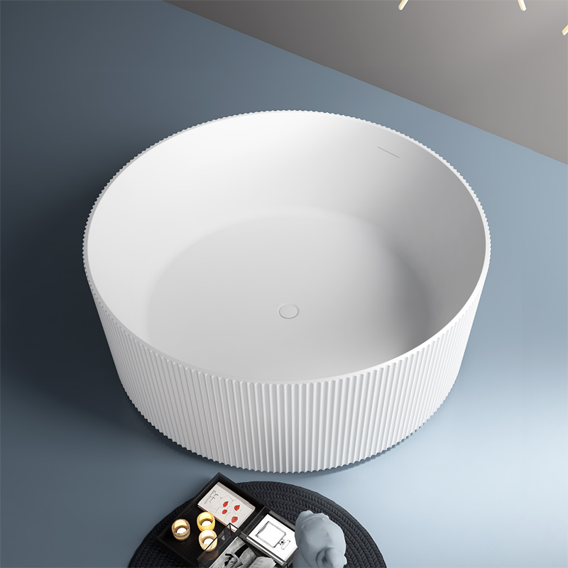 Vertical Lines Round Freestanding Modern Soaking Acrylic Bathtubs TW-7689 Vertical Lines Round Freestanding Modern Soaking Acrylic Bathtubs TW-7689
