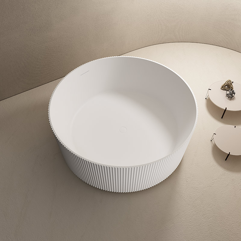 Round Vertical line Freestanding Artificial Stone Solid Surface Bathtub TW-8689 Round Vertical line Freestanding Artificial Stone Solid Surface Bathtub TW-8689