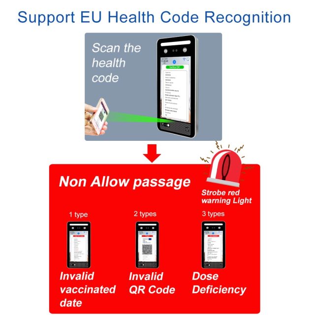 TM-GP08LN EU digital green pass qr code+Temperature Detection Face Recognition Terminal