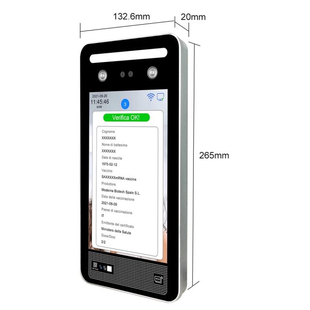 TM-GP08LN EU digital green pass qr code+Temperature Detection Face Recognition Terminal