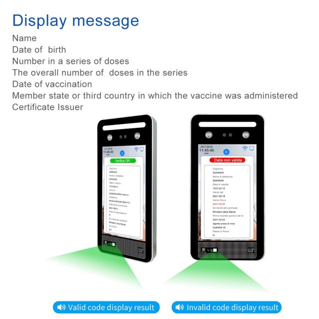 TM-GP08LN EU digital green pass qr code+Temperature Detection Face Recognition Terminal