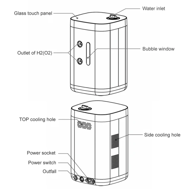 Portable 150ML/ 300ML Hydrogen Inhalation Machine Molecular Hydrogen Inhalation Therapy Machine