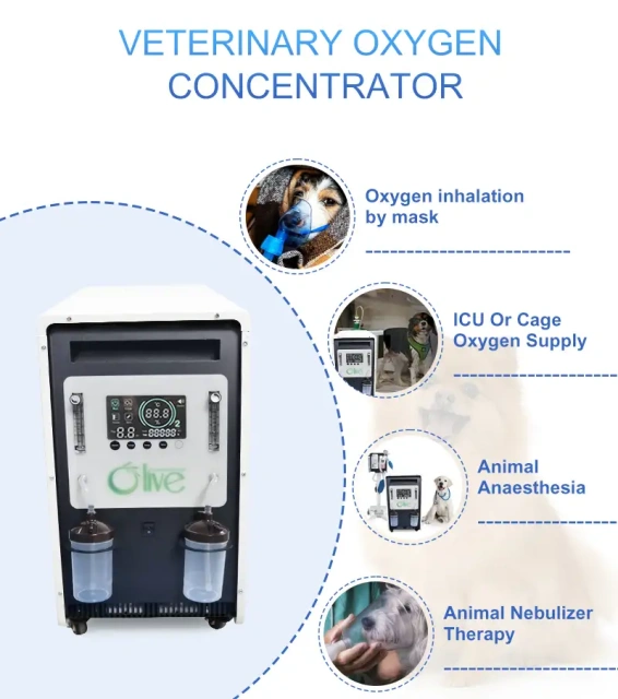 El veterinario de alto flujo utiliza el concentrador de oxígeno 20L de vaca caballo