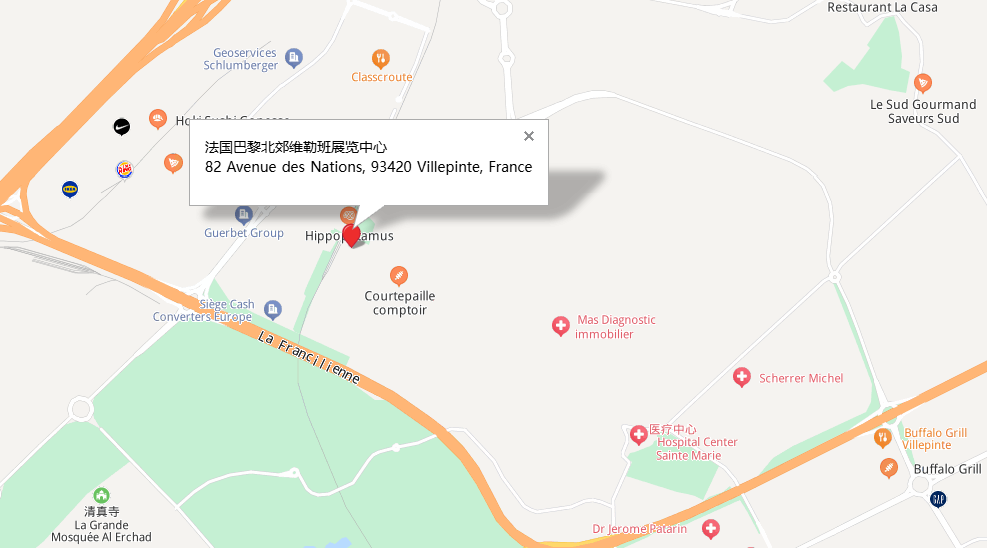 Location of Paris Nord Villepinte Exhibition Centre