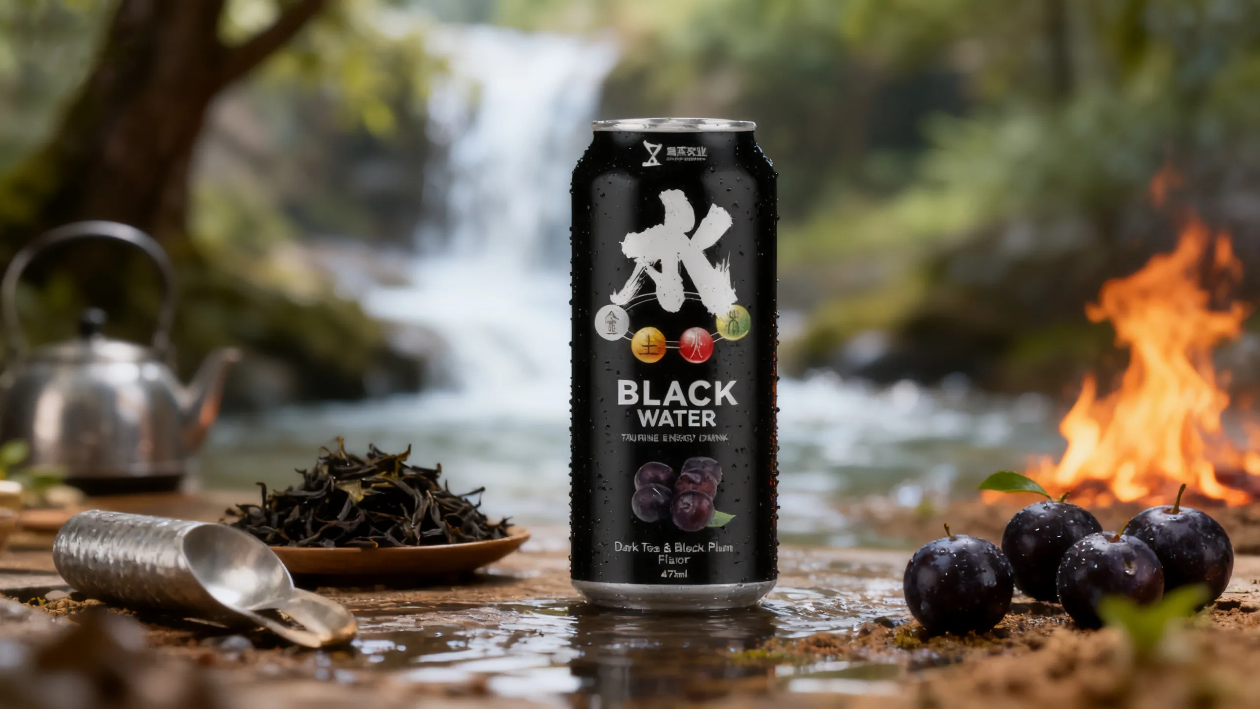 ZhenXi 473ml Dark Tea Black Plum Flavor Canned Five Elements Taurine Energy Drink