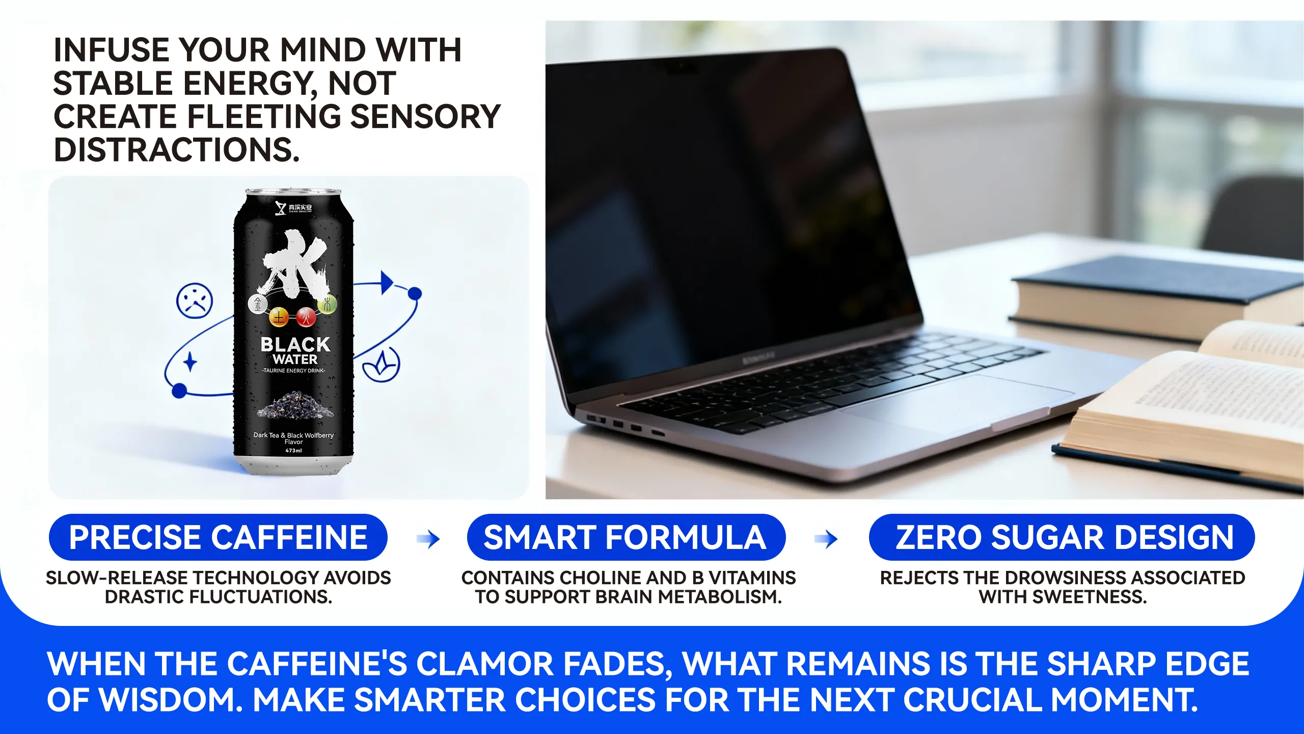 Boosting focus, clarity of thought, and sustained energy, and preventing sudden energy spikes are reasons why energy drinks should be chosen when studying.