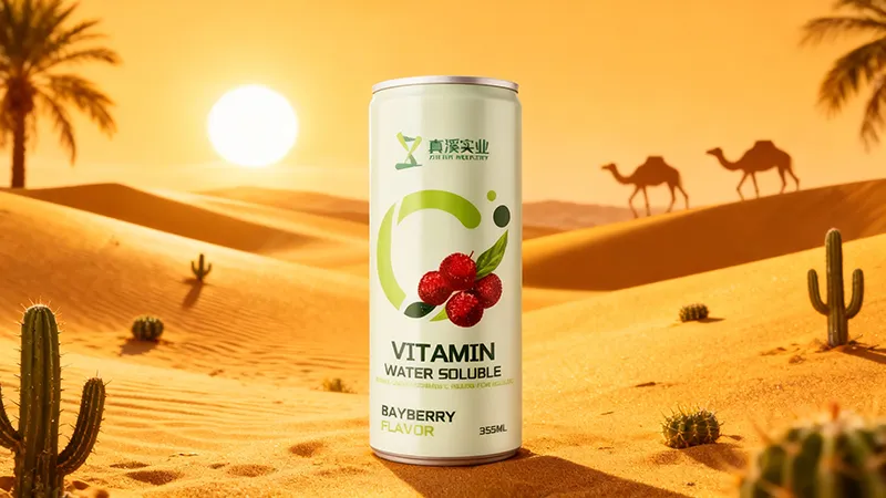 Refreshing Bayberry fruit energy drink with clean label formula, featuring natural red design for healthy hydration