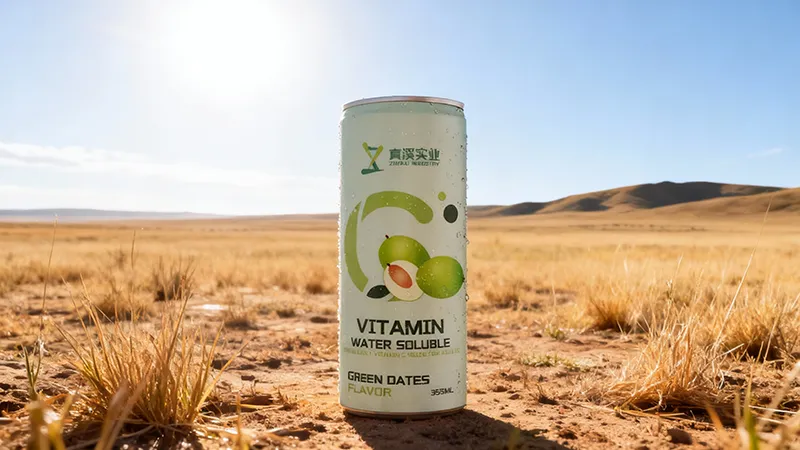 ZhenXi Water Soluble Vitamin C Drink Green Dates Flavor 355ml can, natural energy drink with Jujube extract for morning immune support.